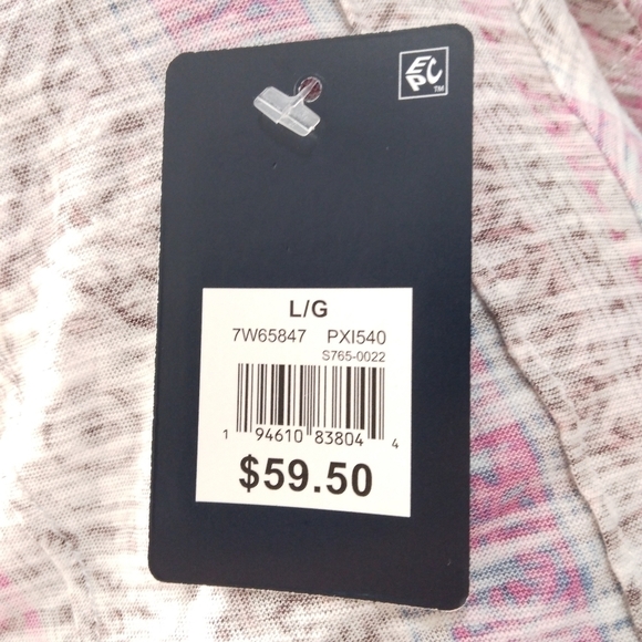 NWT Lucky Brand Pintuck Hi-Low Boho Print Top Size Large - Picture 8 of 10